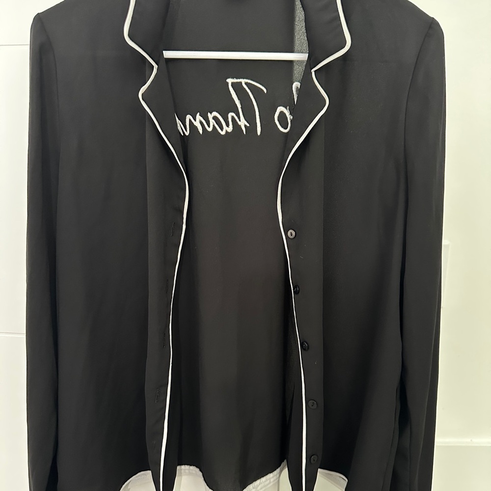 Forever 21 Black Blazer with White Piping